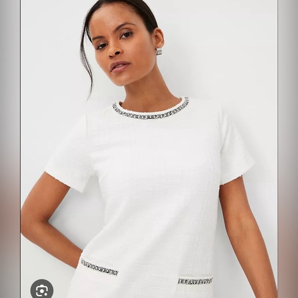 Ann Taylor boucle shift dress white size 14 nwt - Picture 3 of 7